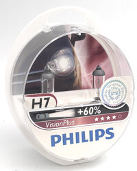 Philips H7 VisionPlus Scheinwerferlampe +60% 12V 2er Kit